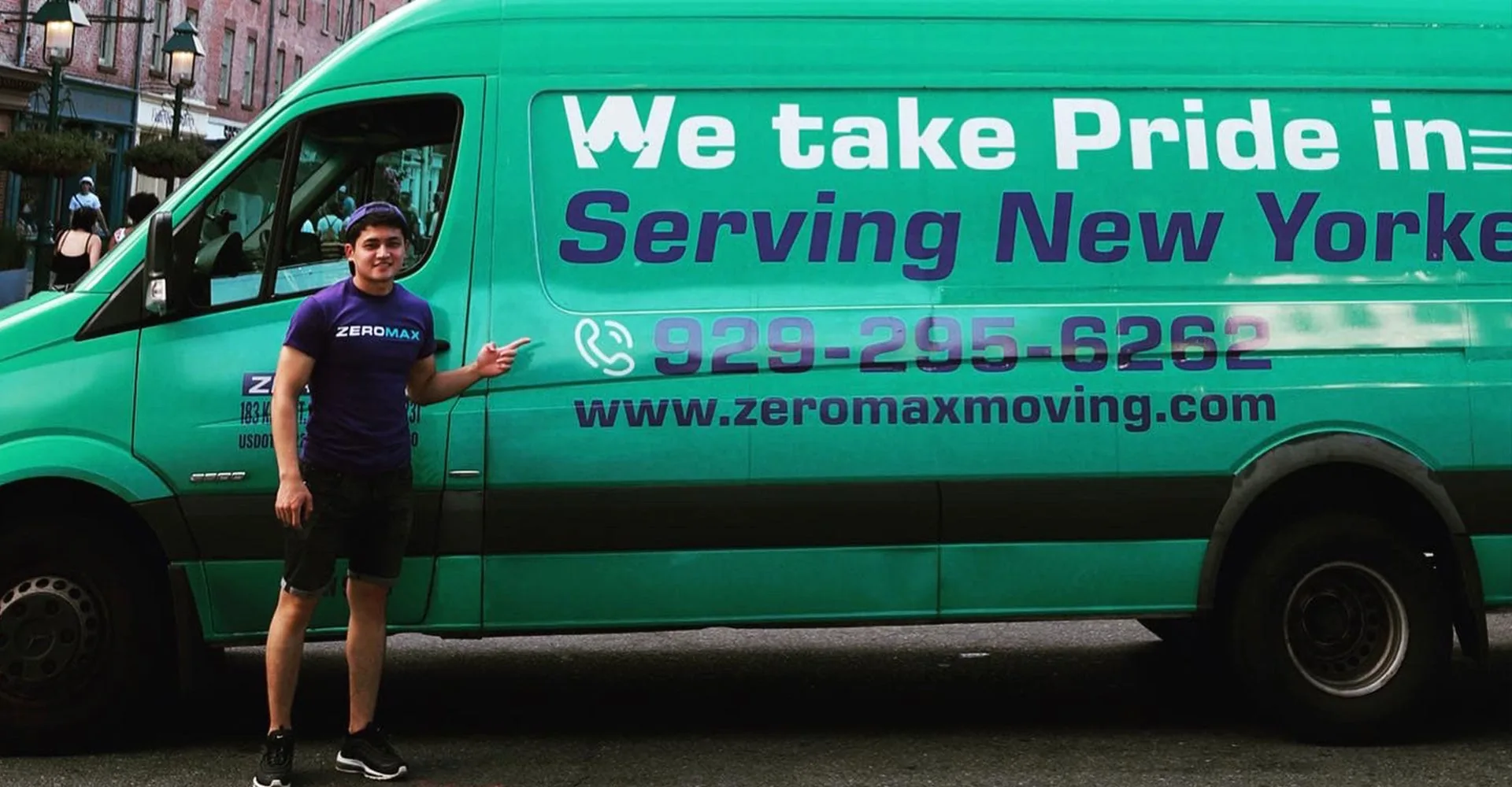 ZeroMax mover next to a moving van ready for a residential move