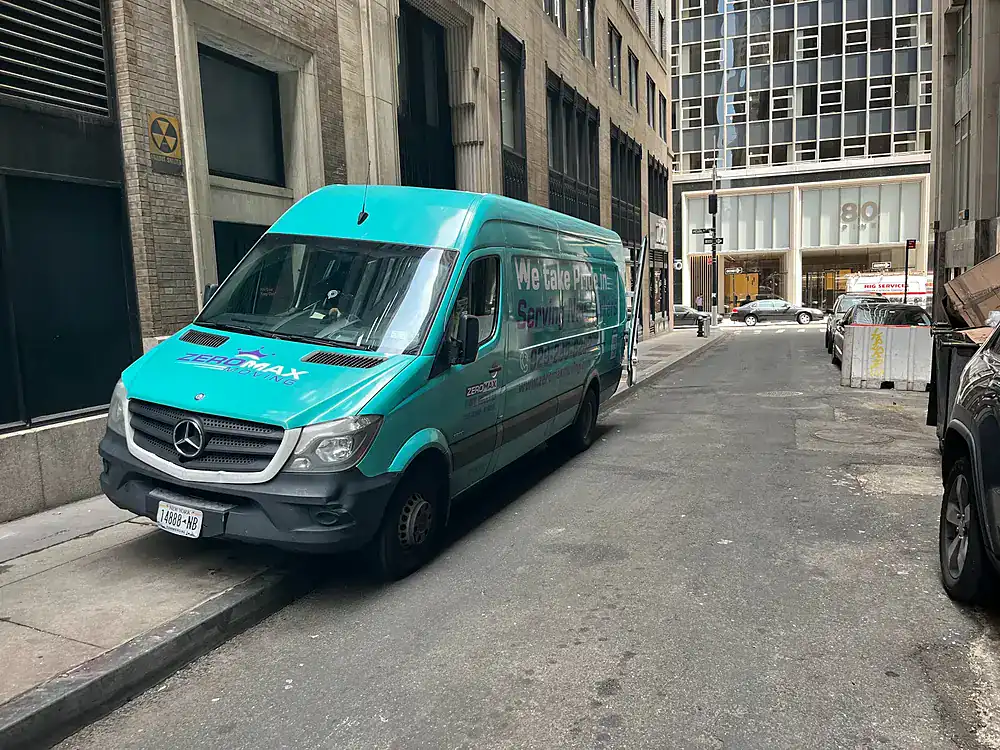 ZeroMax moving van parked on a Manhattan street for a move from NYC to Phoenix