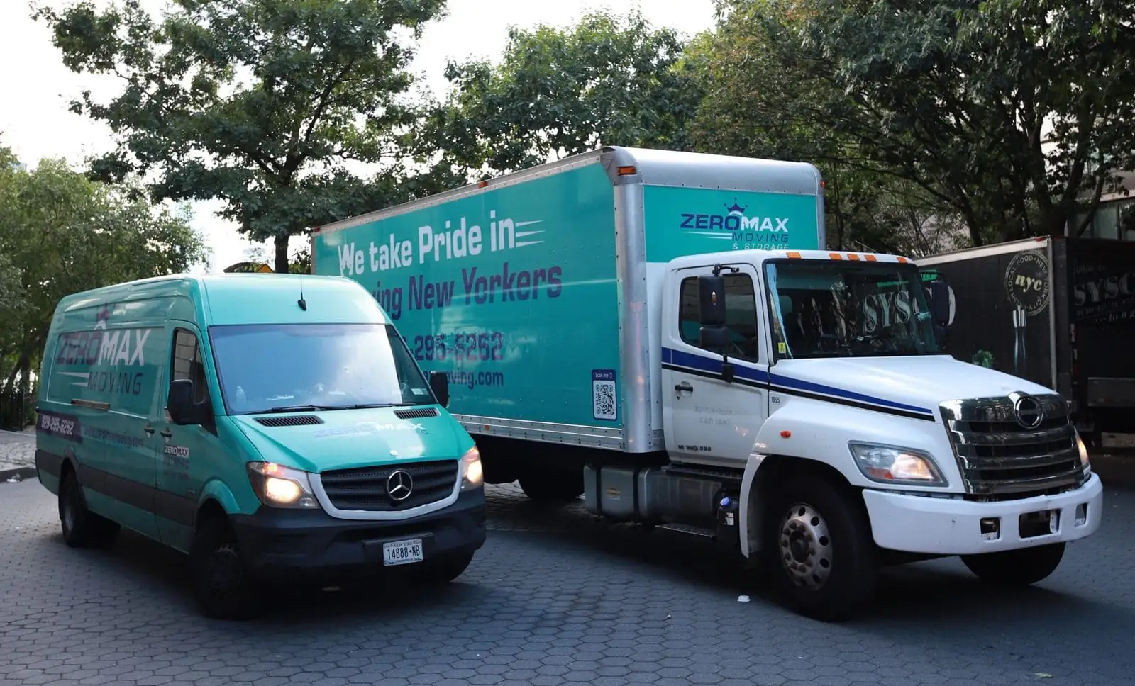 ZeroMax moving van and box truck ready for a move in New York City